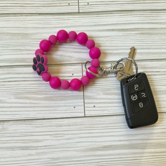 Magenta Paw Print Silicone Wristlet - Picture 4 of 4